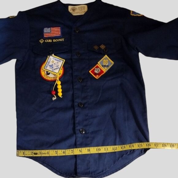 Boys Youth Vintage 1980's Cub Scout BSA Long Sleeve Uniform Shirt W/ Patches! - Picture 16 of 16